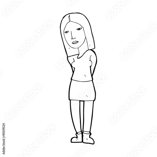 cartoon woman waiting