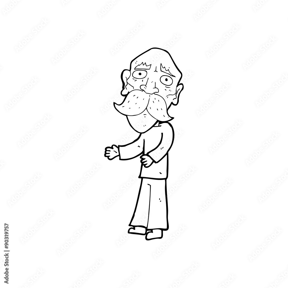 cartoon lonely old man