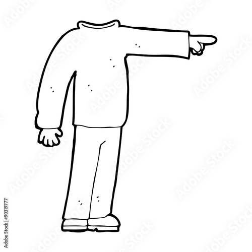 cartoon headless man pointing