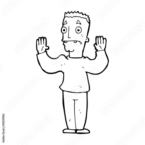 cartoon man surrendering