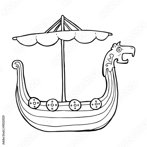 cartoon viking ship