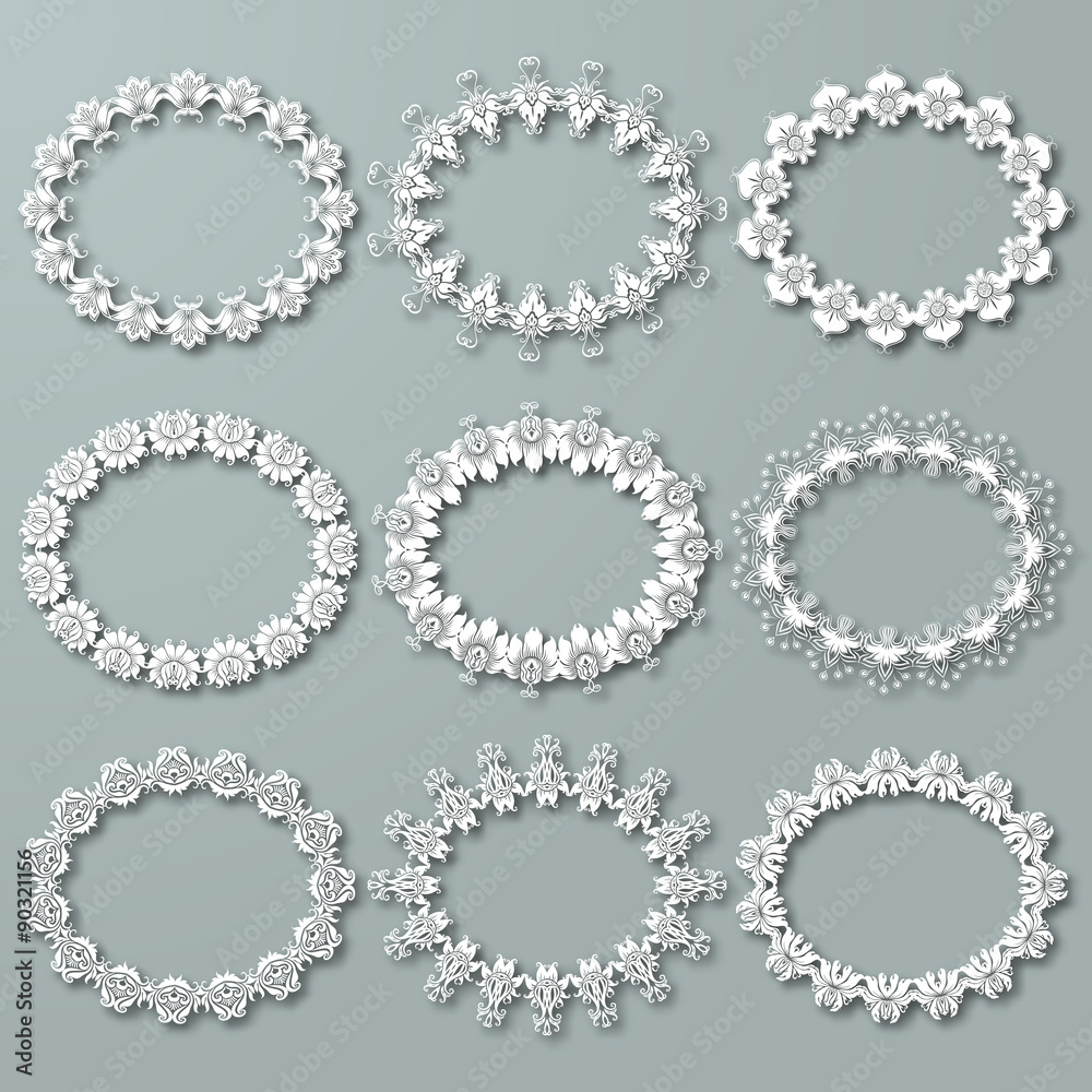 Obraz premium Set of white vector frames