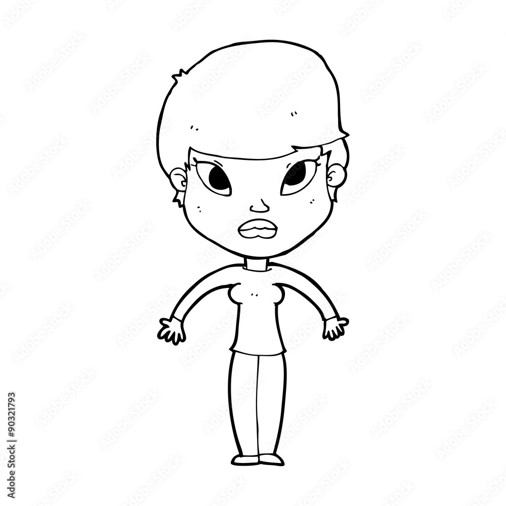 cartoon woman shrugging shoulders