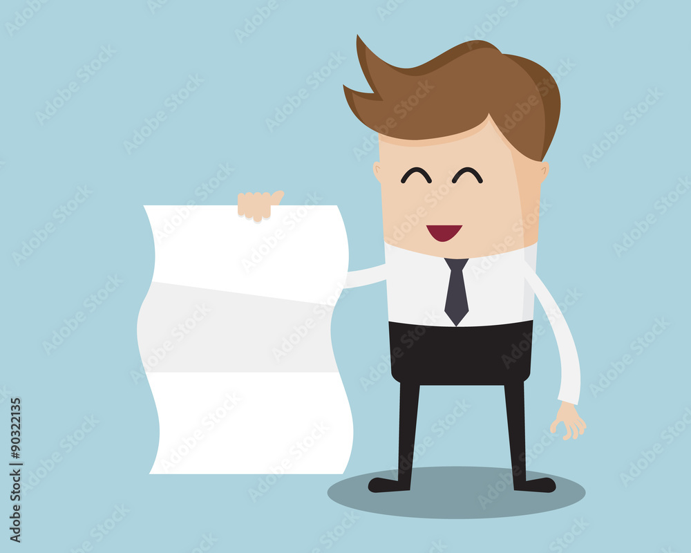 Businessman Show Blank Paper In Right Hand