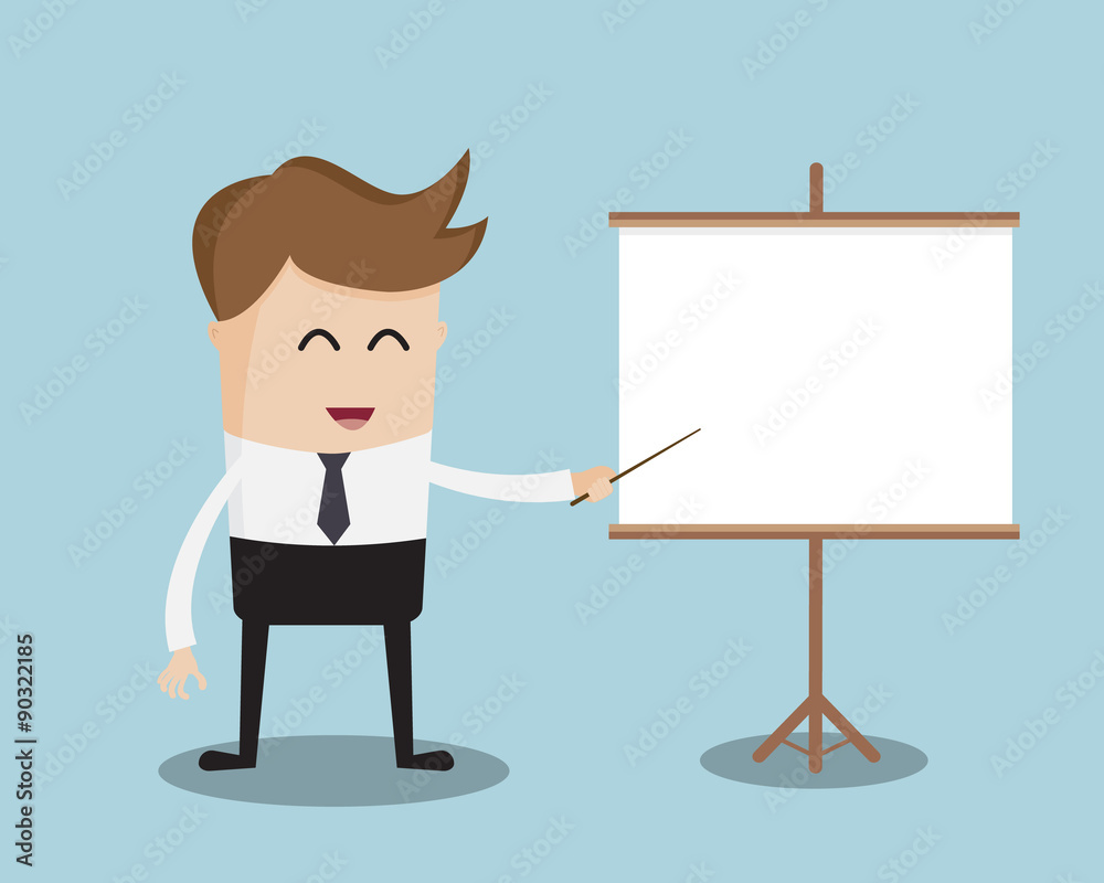 Businessman and Blank White Board