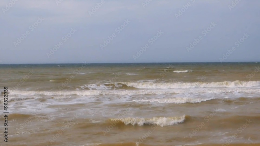 Sea waves rolled on the sandy shore Sea waves rolled on the sandy shore