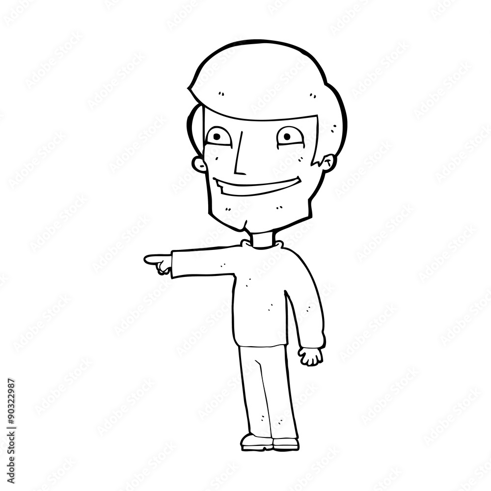 cartoon happy man pointing cartoon happy man pointing
