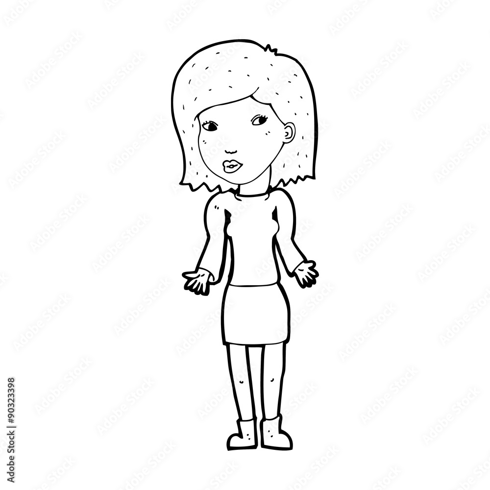 cartoon woman shrugging shoulders