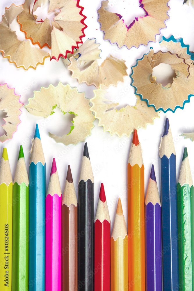 Colour pencils isolated on white background 