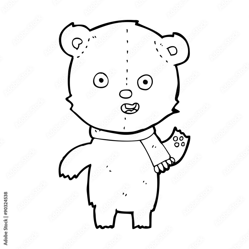 cartoon waving teddy bear with scarf cartoon waving teddy bear with scarf