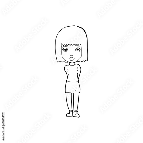 cartoon serious girl