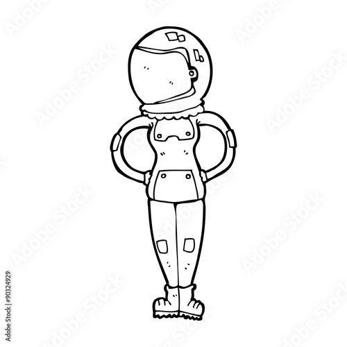 cartoon female astronaut