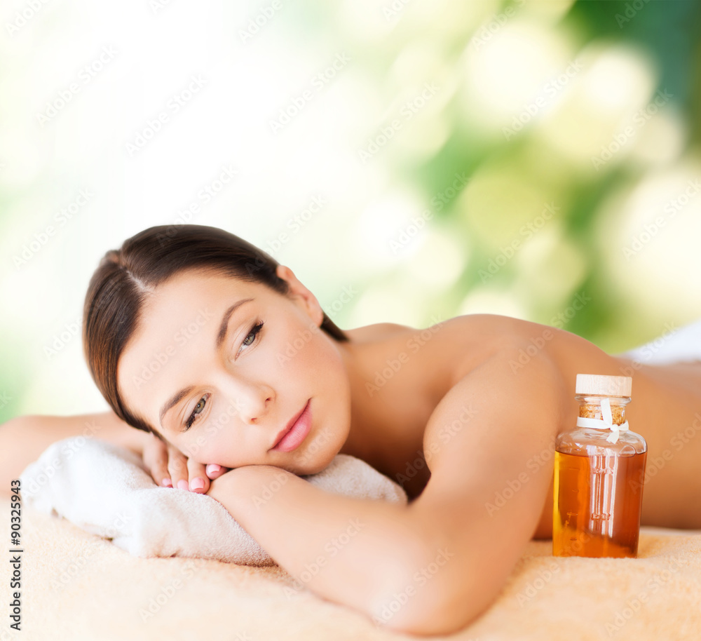 happy woman in spa salon