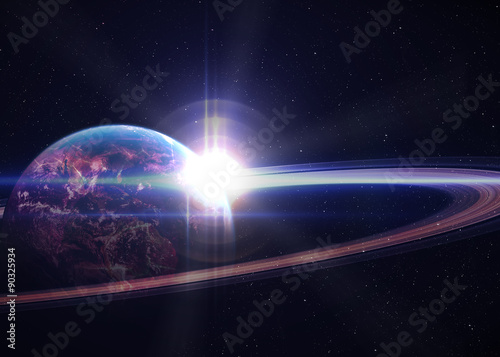 Fototapeta Naklejka Na Ścianę i Meble -  Awesome sunrise in space