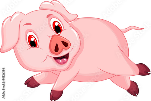 funny pig cartoon running