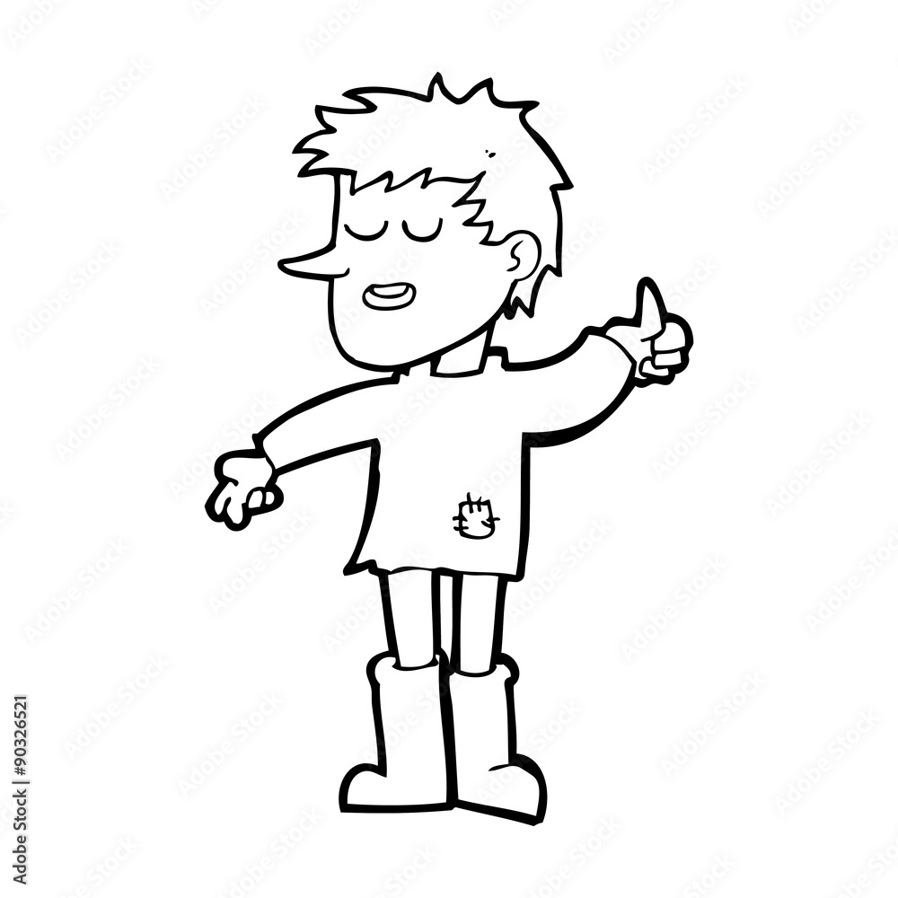 cartoon poor boy with positive attitude cartoon poor boy with positive attitude