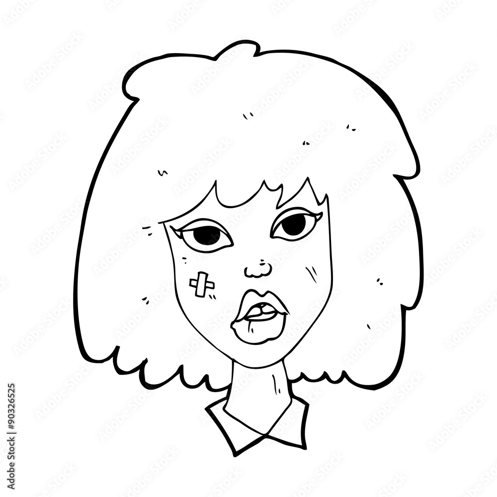 Fototapeta premium cartoon woman with bruised face