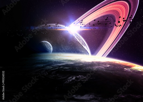 Planets over the nebulae in...
