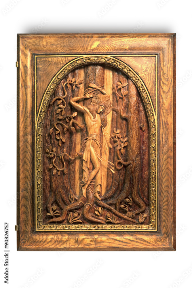 carved picture Saint Sebastian