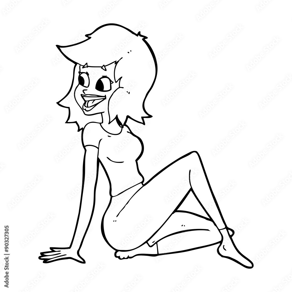cartoon pretty woman looking happy cartoon pretty woman looking happy