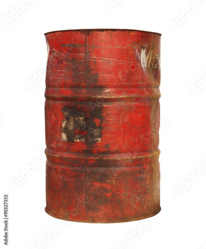 old metal barrel oil isolated on white background, with clipping path