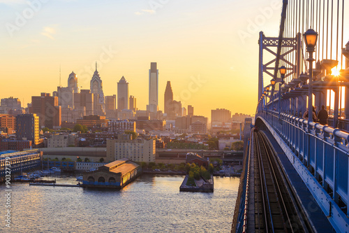 Philadelphia skyline at sunset