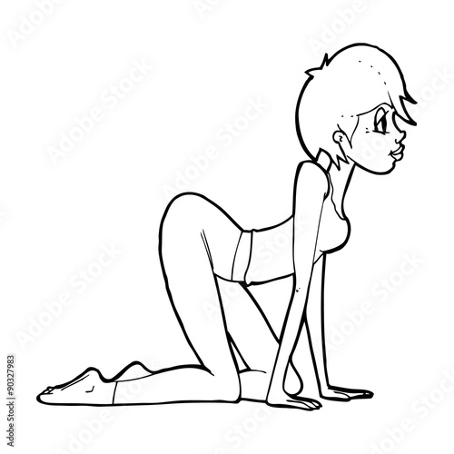 cartoon sexy woman on all fours