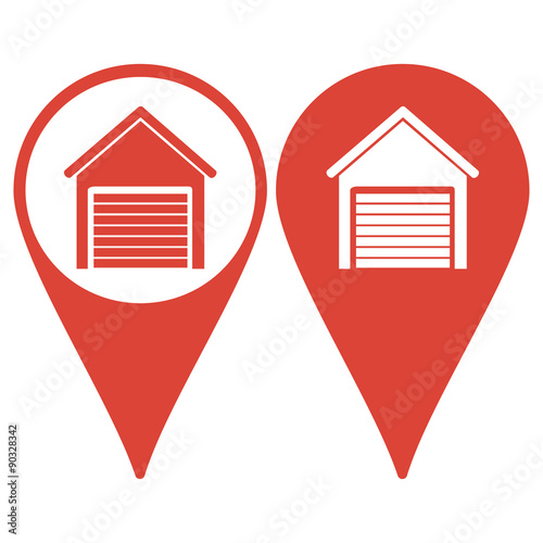 Map pointer. Garage icon.