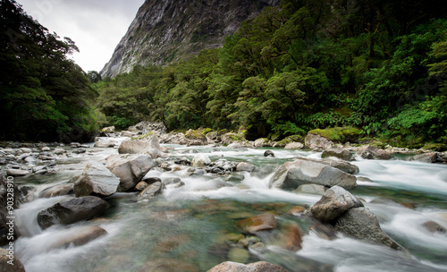 Landscape of waterfall in South island, New Zealand