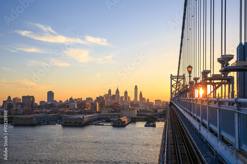 Philadelphia skyline at sunset