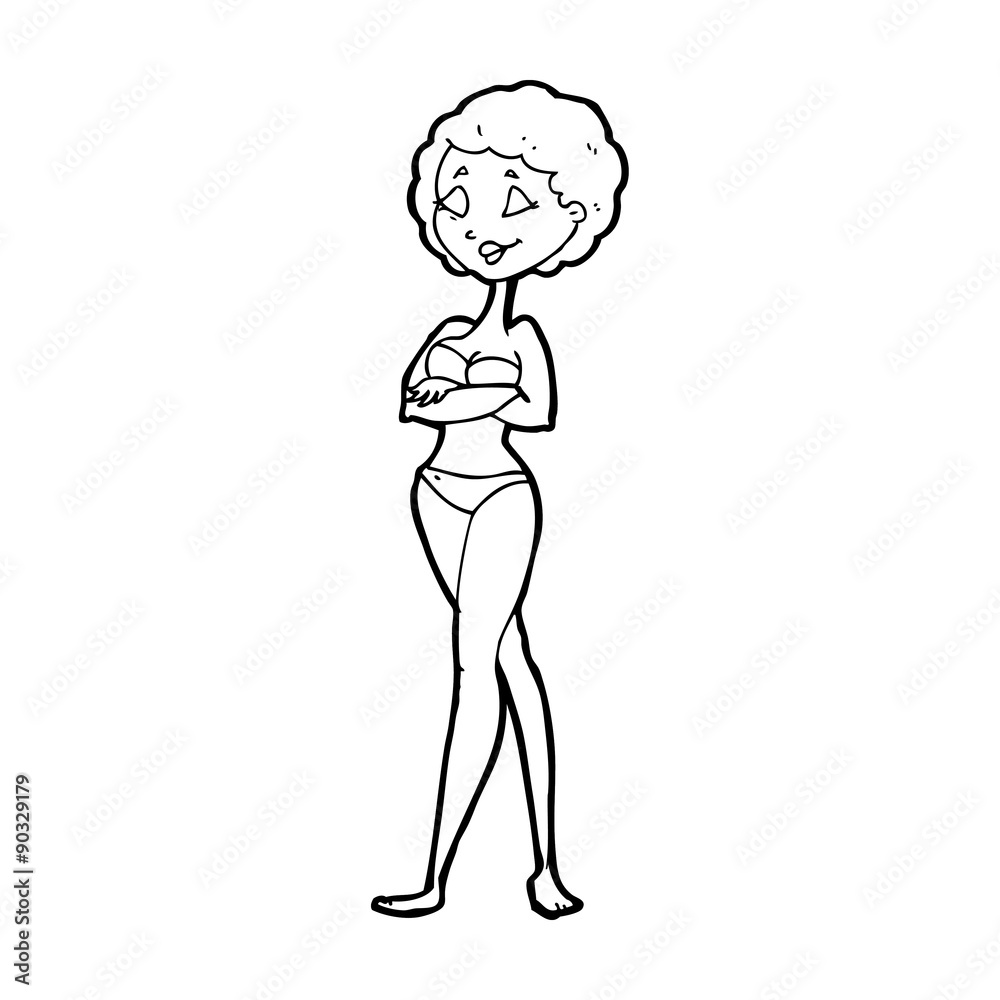 cartoon retro woman in bikini cartoon retro woman in bikini