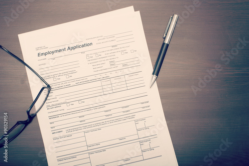 Картината върху платно Job application form on desk