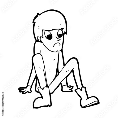 cartoon boy sitting on floor
