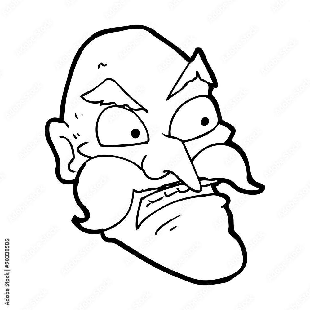 cartoon angry old man