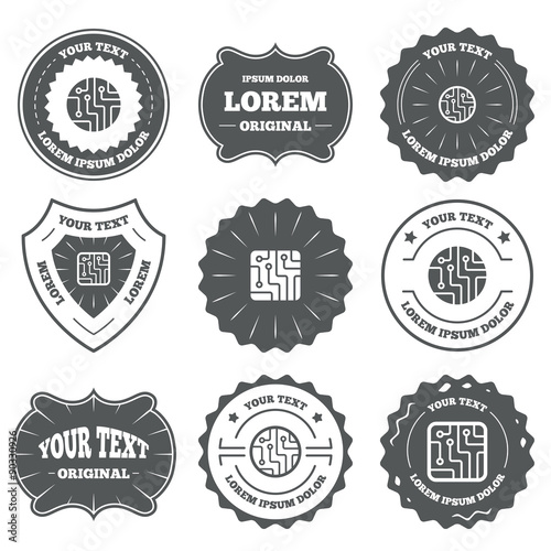 Circuit board signs. Technology scheme icons.