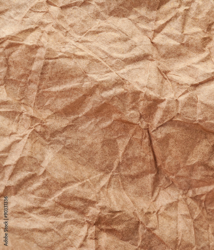 Crumpled recycled paper background texture. Vintage craft paper