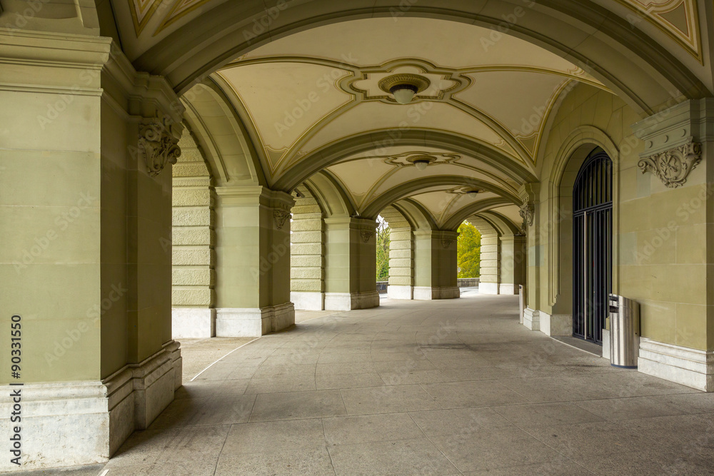 arcade of Federal Palace of Switzerland in the Bern