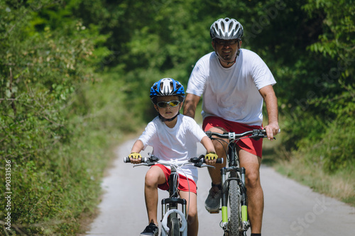 Father and son cycling
