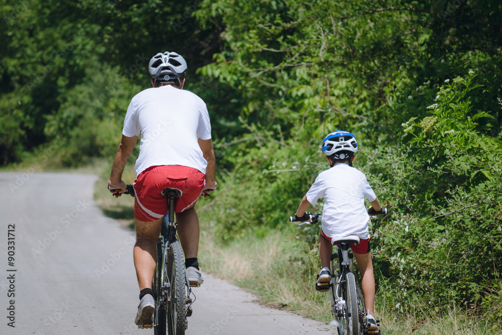 Father and son cycling