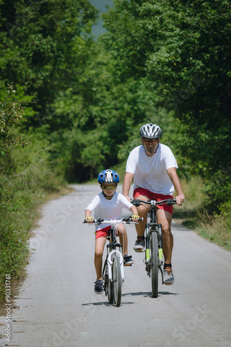 Father and son cycling