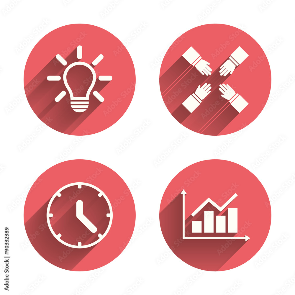 Lamp idea and clock time. Graph chart diagram. Lamp idea and clock time. Graph chart diagram.