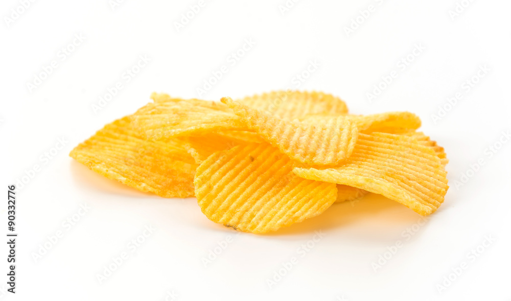 potato chips on white background potato chips on white background