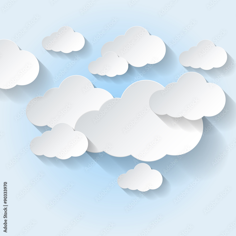 Paper clouds on light blue sky Paper clouds on light blue sky
