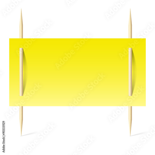 Yellow paper on toothpicks photo