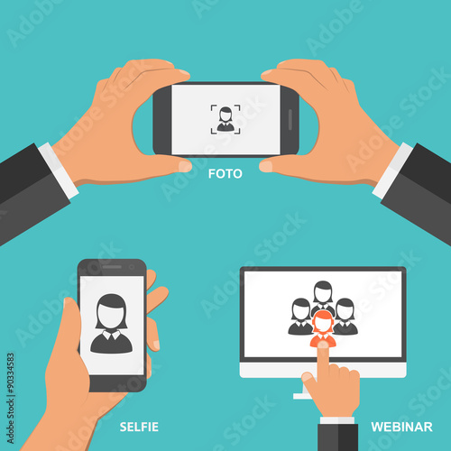 Set flat design technology concept. Vector illustration.