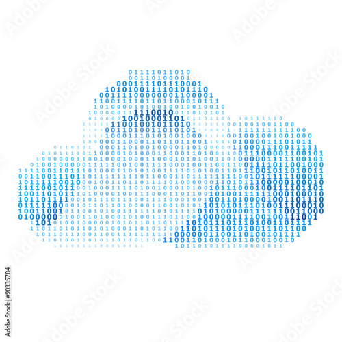 Blue cloud with binary code