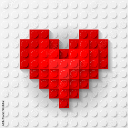 Red heart made of construction kit