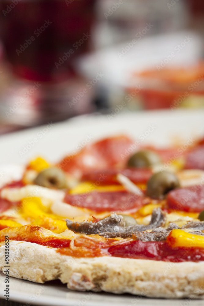 Closeup einer Pizza Closeup einer Pizza
