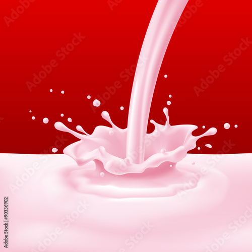 Yoghurt pouring with splashes