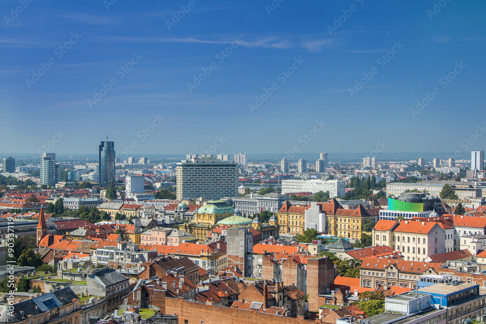     Zagreb down town and modern business towers panoramic view, Croatia capital 